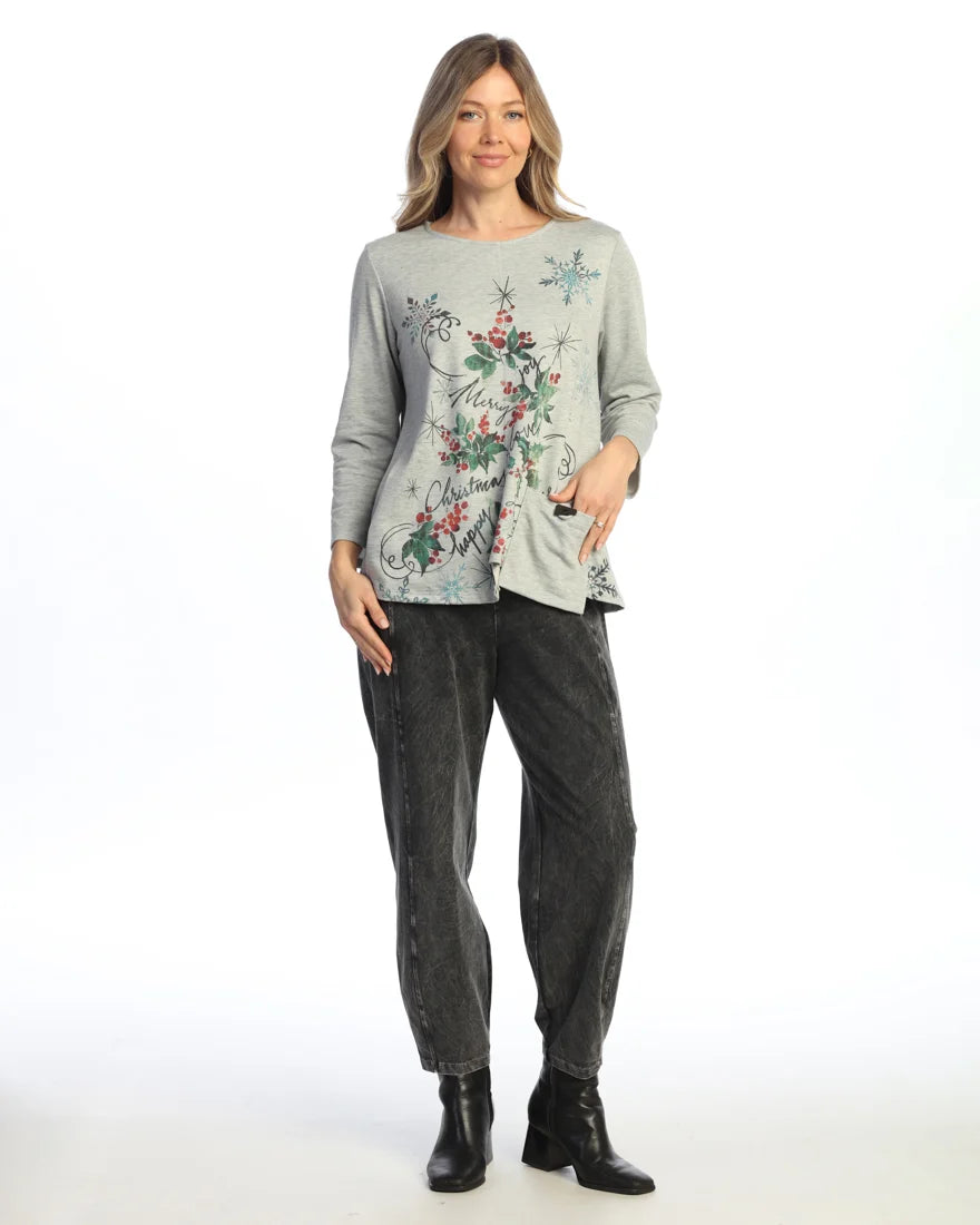 Jess & Jane Jolly Day Light Fleece Asymmetric Hem Pocket Tunic (SF8-2270)
