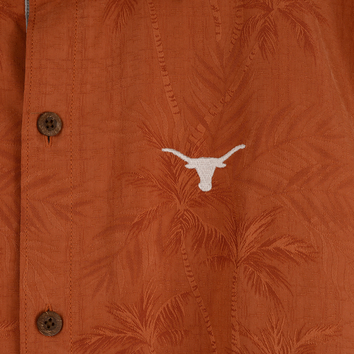 Texas Longhorn Tommy Bahama Coconut Point Palm Vista  Shirt (ST326617BR-972) DELFUEGO