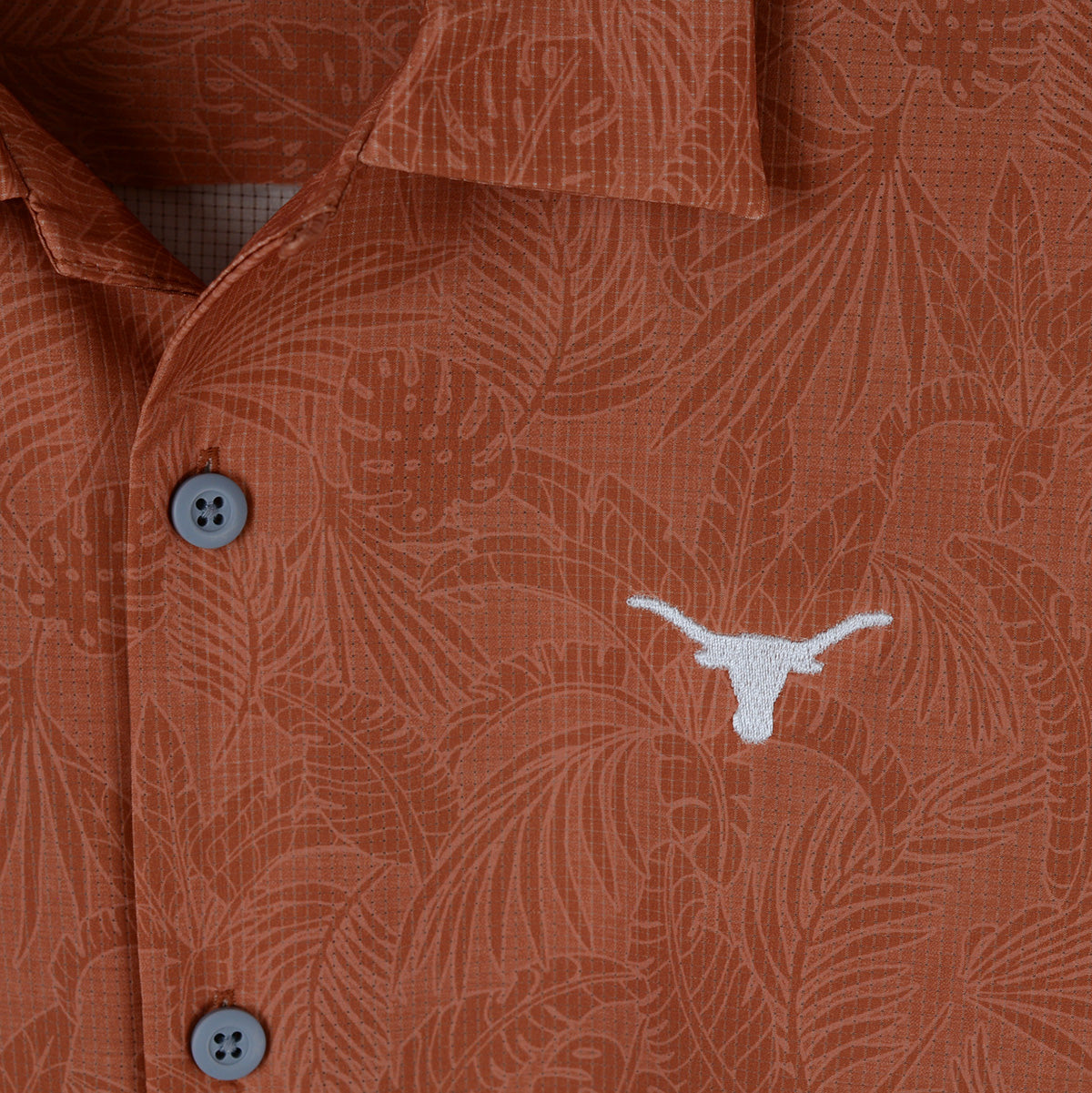 Texas Longhorn Tommy Bahama Coast Saltwater Fronds Camp Shirt (DELFUEGO)(ST327816BR)