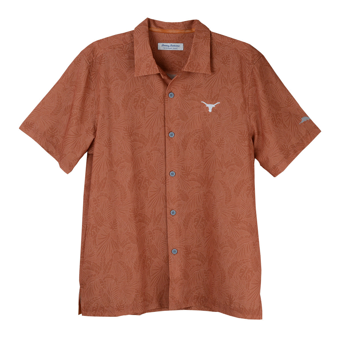 Texas Longhorn Tommy Bahama Coast Saltwater Fronds Camp Shirt (DELFUEGO)(ST327816BR)