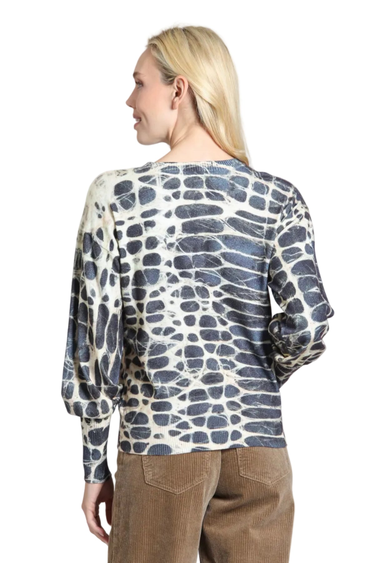 APNY Monochrome Reptile Fine Gauge Knit Sweater (SW121D) (Smoky Monochrome)