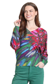 APNY Aurora V-Neck Pullover Sweater (SW132D) (Jewel Noir)