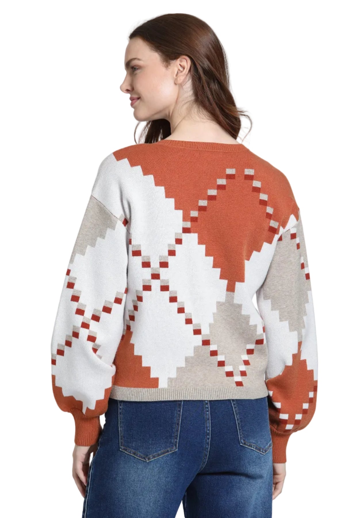APNY Canyon Knit Pullover Sweater (SW233) (Cinnamon Spice)(Burnt Orange)