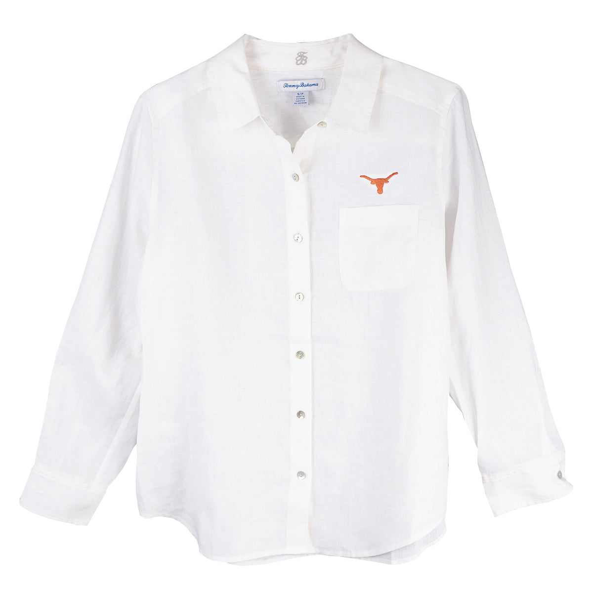 Texas Longhorns Tommy Bahama Ladies  Coastalina Relaxed Linen Shirt (SW321465-33)(White)