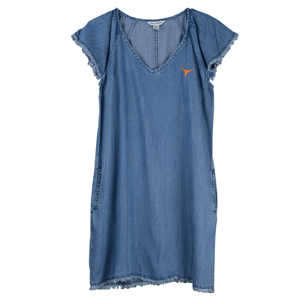 Texas Longhorns Tommy Bahama Ladies Flutter Shirt Dress (SW622566-11647)(Medium Wash)