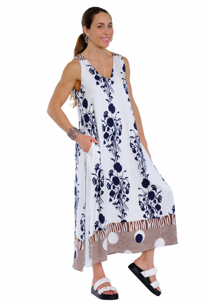 Lior Sandy Double Layer Sleeveless Dress ( Moroccan Border)(Sandy-1-Ar)