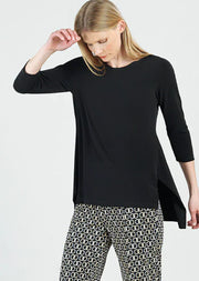 Clara Sun Woo Signature Parachute Hem 3/4 Tunic (T102)(Black)