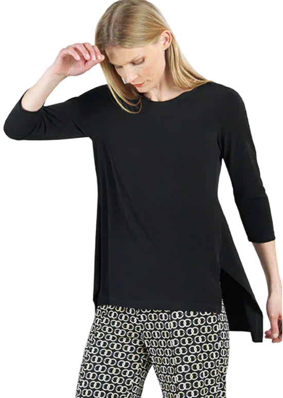 Clara Sun Woo Signature Parachute Hem 3/4 Tunic (T102)(Black)