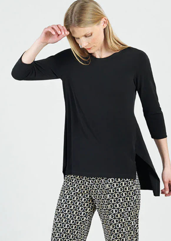 Clara Sun Woo Signature Parachute Hem 3/4 Tunic (T102)(Black)