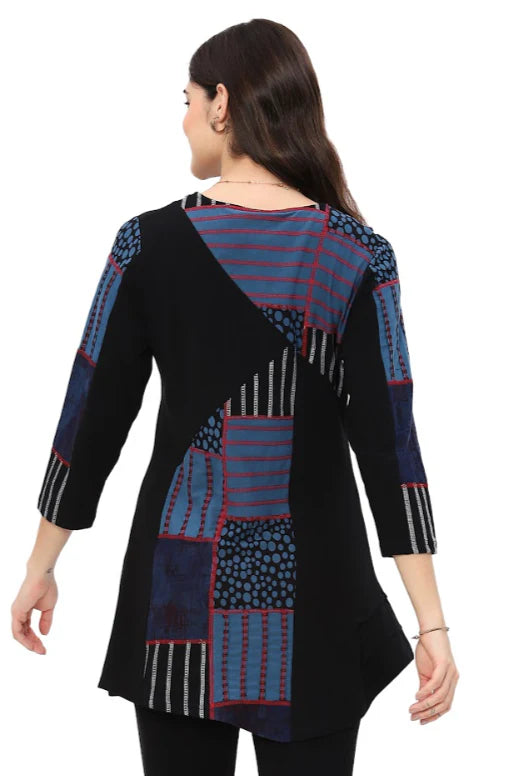 Parsley & Sage Ocean Front Panel Print Tunic Top (Blue)(25W208T8)