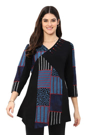 Parsley & Sage Ocean Front Panel Print Tunic Top (Blue)(25W208T8)