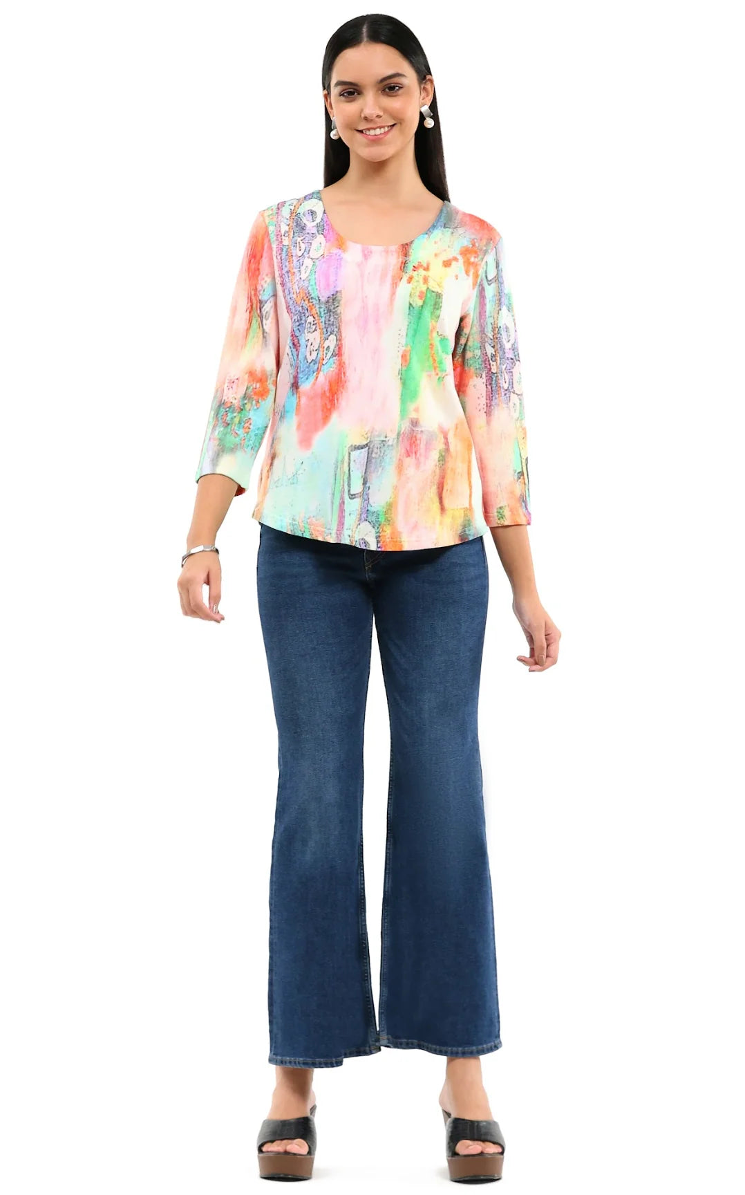 Parsley & Sage Aimee 3/4 Sleeve  Knit Top (26T57C)