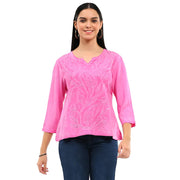 Parsley & Sage Sadie Woven  Embroidered Top (26S466C) (Blush)
