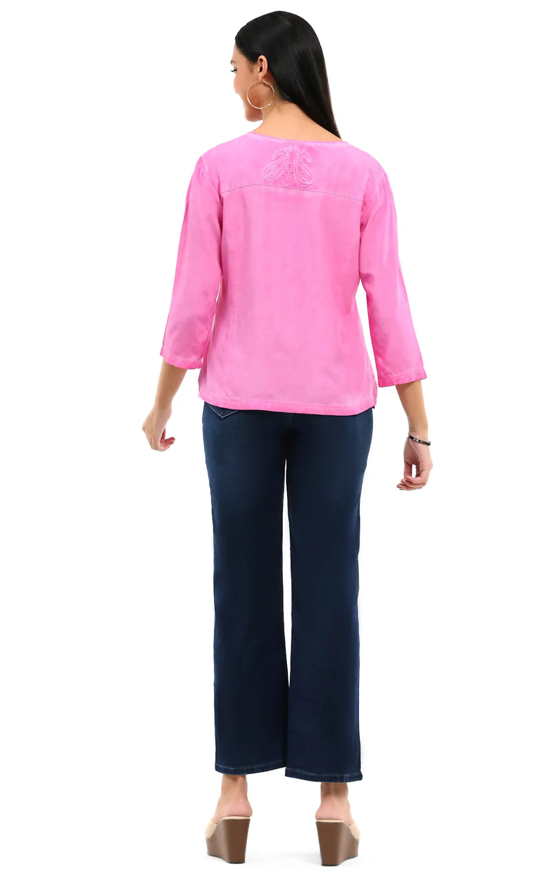 Parsley & Sage Sadie Woven  Embroidered Top (26S466C) (Blush)