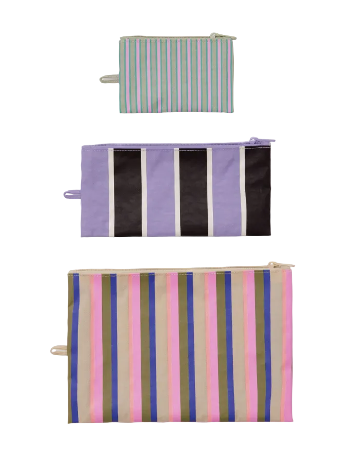 Baggu Flat Pouch Set - Candy Shop Stripes