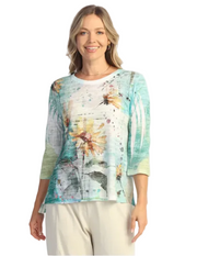 Jess & Jane Sundance Burn Out Hi-Lo Tunic (44-2180)(Multi)