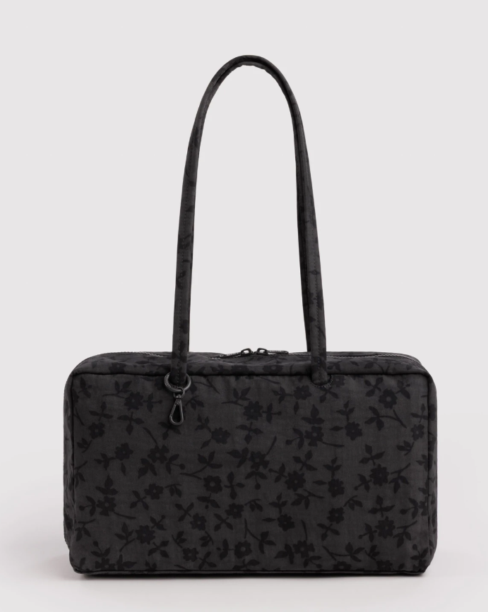 Baggu Medium Nylon Bowler Bag - Charcoal Ditsy Floral