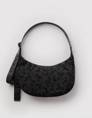 Baggu Medium Nylon Crescent Bag - Charcoal Ditsy Floral