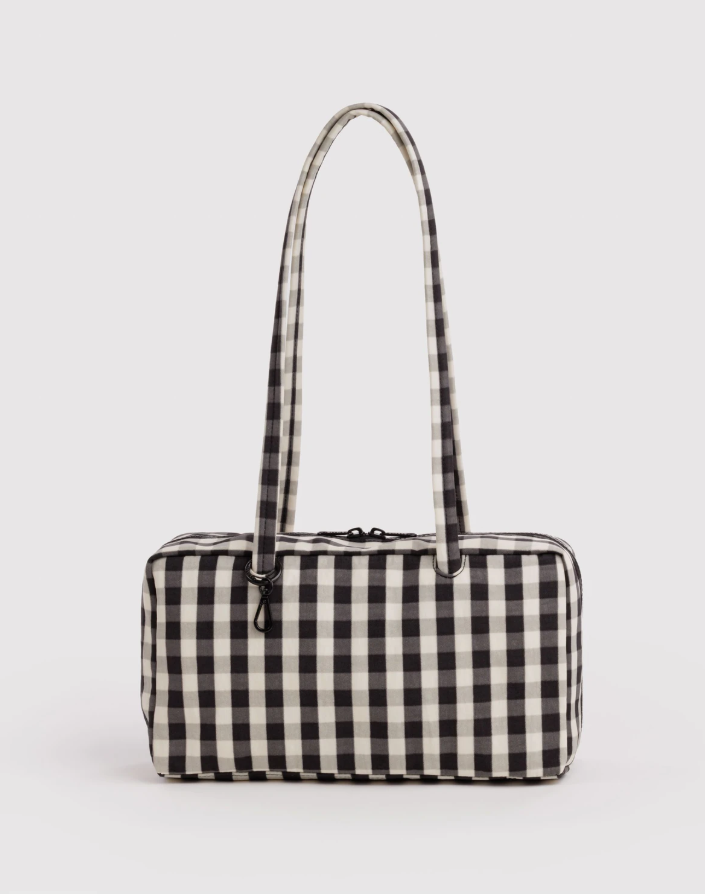 Baggu Nylon Bowler Bag - Black And Cream Gingham