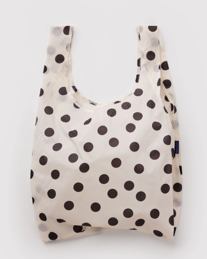 Baggu Standard Reusable Bag - Cream And Black Polka Dot