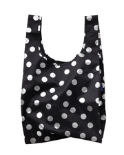 Baggu Standard Reusable Bag - Silver Metallic Polka Dot