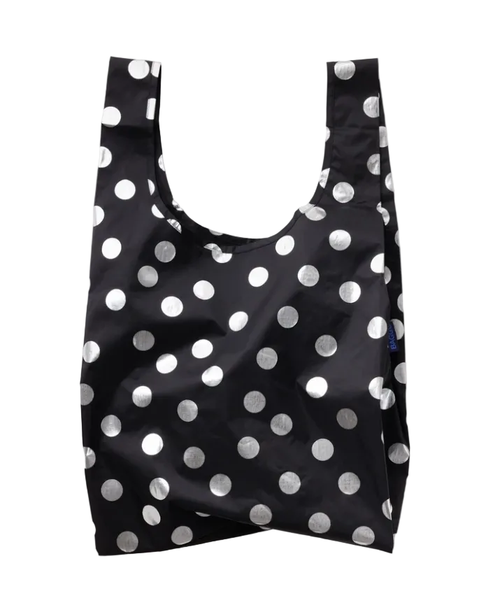 Baggu Standard Reusable Bag - Silver Metallic Polka Dot