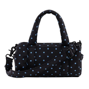 Baggu Small Nylon Duffle Bag - Black and Sky Blue Micro Dot