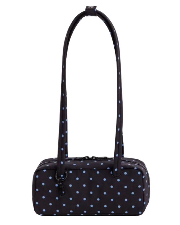 Baggu Small Bowler Bag - Black and Sky Blue Micro Dot