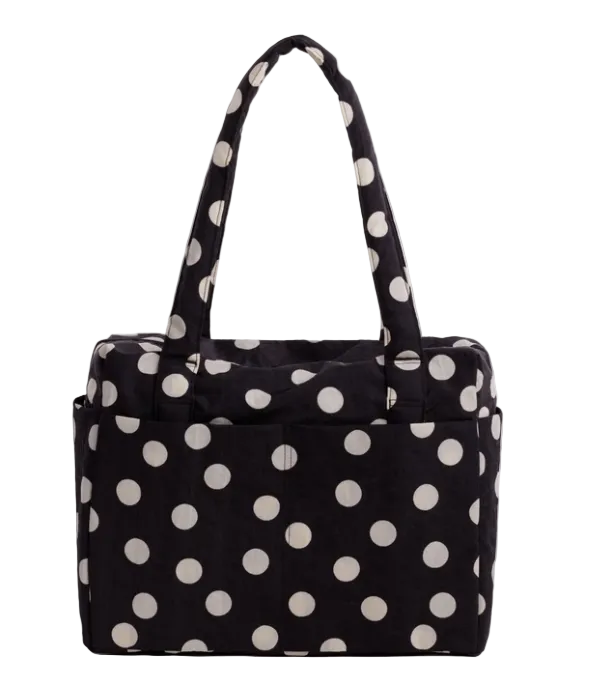 Baggu Small Cloud Carry-On - Black and Cream Polka Dot