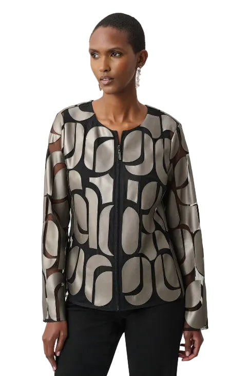 Joseph Ribkoff Chic Abstract Zipper Jacket Style (263964) (Bronze)