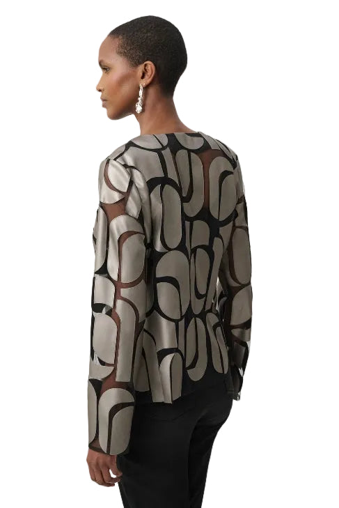 Joseph Ribkoff Chic Abstract Zipper Jacket Style (263964) (Bronze)