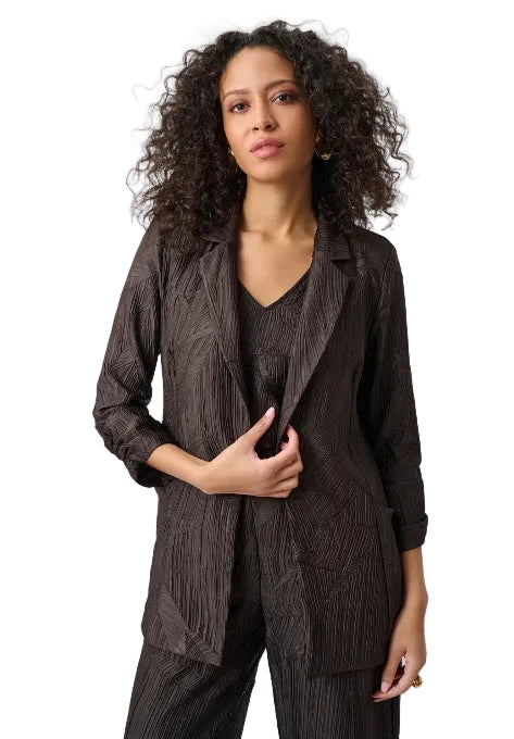 Joseph Ribkoff Pleated Satin Open Blazer (263050)(Mocha)