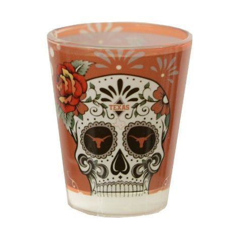 Texas Longhorn Day of the Dead Glass Shot Glass