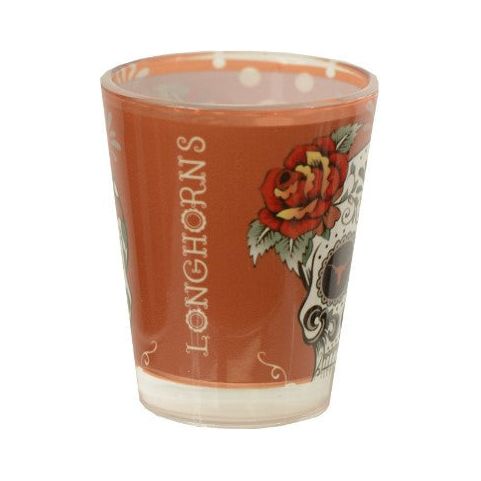 Texas Longhorn Day of the Dead Glass Shot Glass