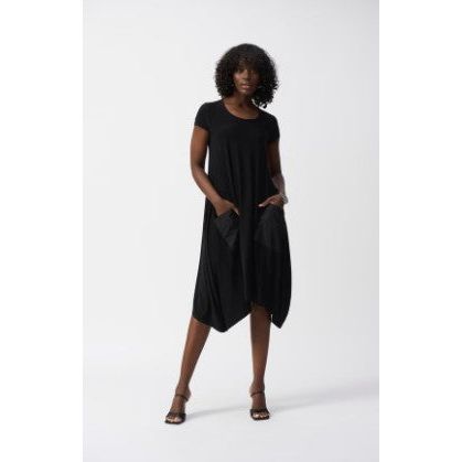 Joseph Ribkoff Black Casual A- Line Pocket Dress