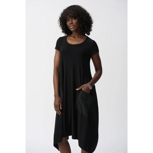Joseph Ribkoff Black Casual A- Line Pocket Dress