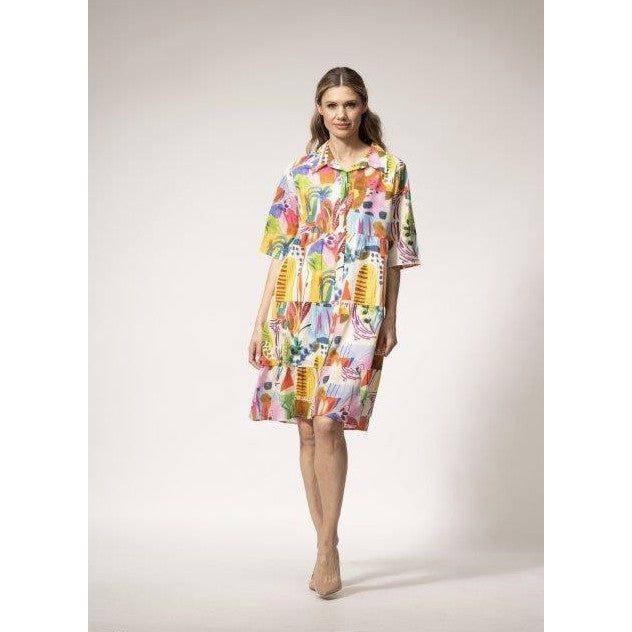 Toofan Tropical Print Tiered Dress