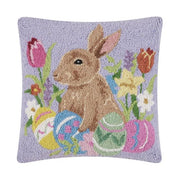 Peking Handicraft Lavender Bunny with Eggs Hook Pillow