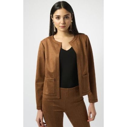 Joseph Ribkoff Scuba Suede Straight Brown Jacket