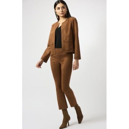 Joseph Ribkoff Scuba Suede Straight Brown Jacket