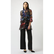 Joseph Ribkoff Burnout Organza Word Print Long Blouse