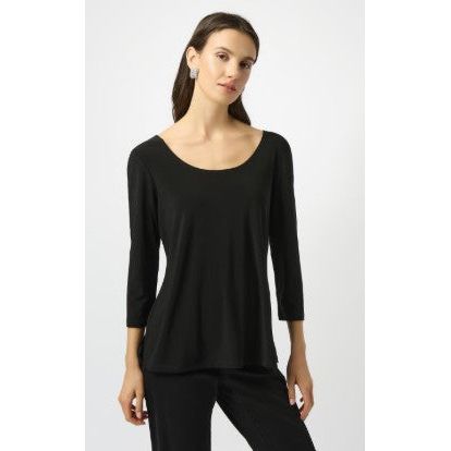Joseph Ribkoff Relaxed Fit Scoop Neck Black Pullover Top