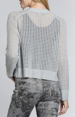 APNY Crop Open Knit Solid Grey Cardigan