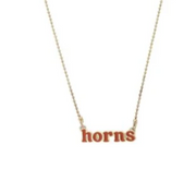 Texas Longhorn Canvas Enamel Horns Spelled Necklace (BO/GLD)(26250N-TEX)