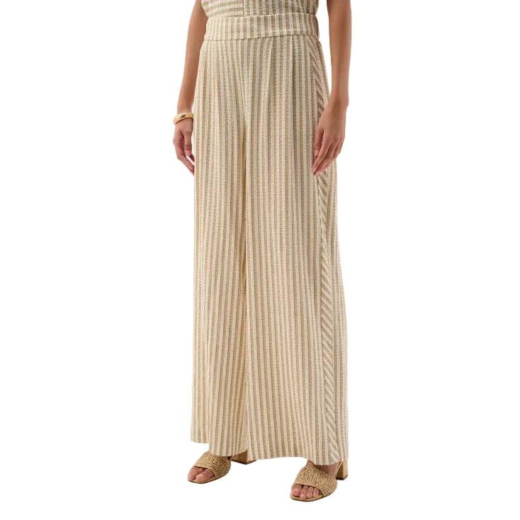 Joseph Ribkoff Wide Leg Stripe Pant (262098)(Beige Off-White)