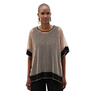 Joseph Ribkoff Kimono Sleeve Mesh Pullover (Black Beige)(262160)