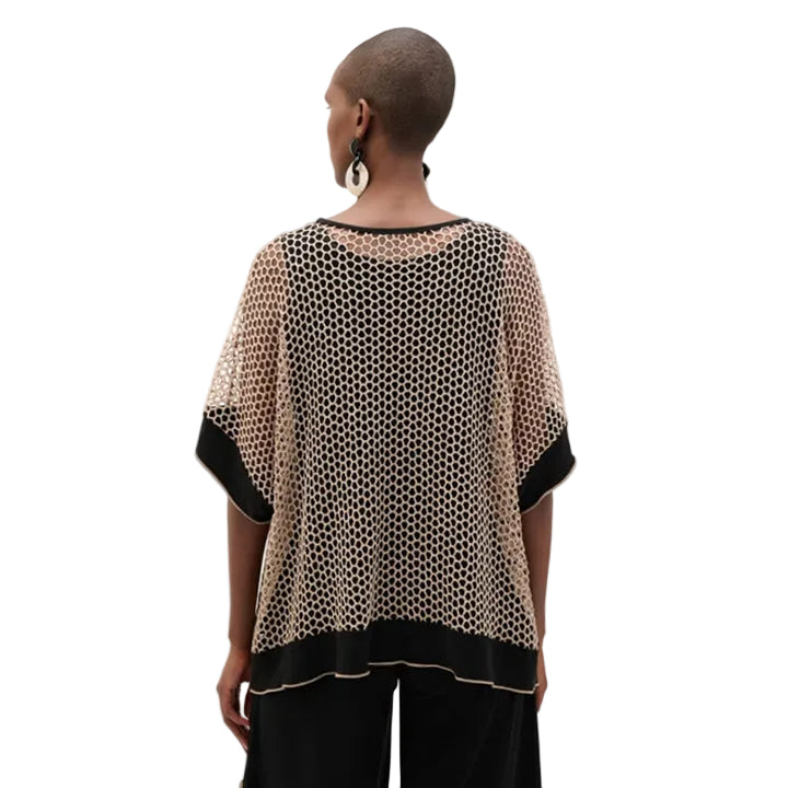 Joseph Ribkoff Kimono Sleeve Mesh Pullover (Black Beige)(262160)