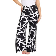 Joseph Ribkoff Wide Leg Side Slit Pant  (232046)(Black Multi )