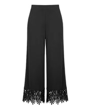 Joseph Ribkoff Wide Leg Crop Pant  With Lace Detail (262095)(Black)