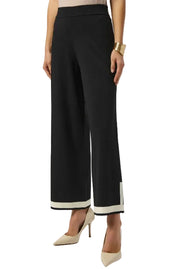 Joseph Ribkoff Mid-Rise Pull-On Wide Leg Black & Vanilla Knit --Trousers (253910)